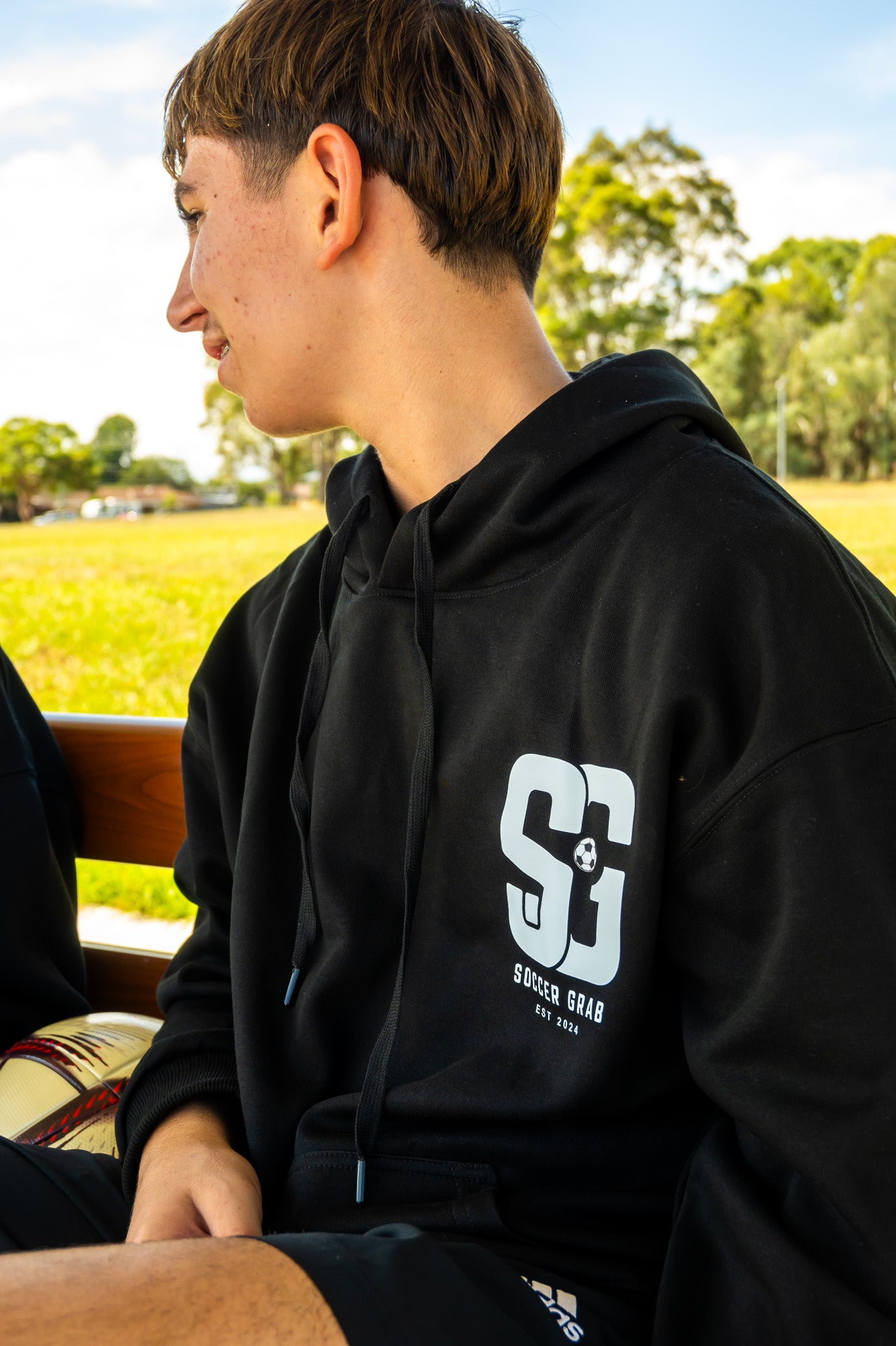 Soccer Grab Black Hoodie