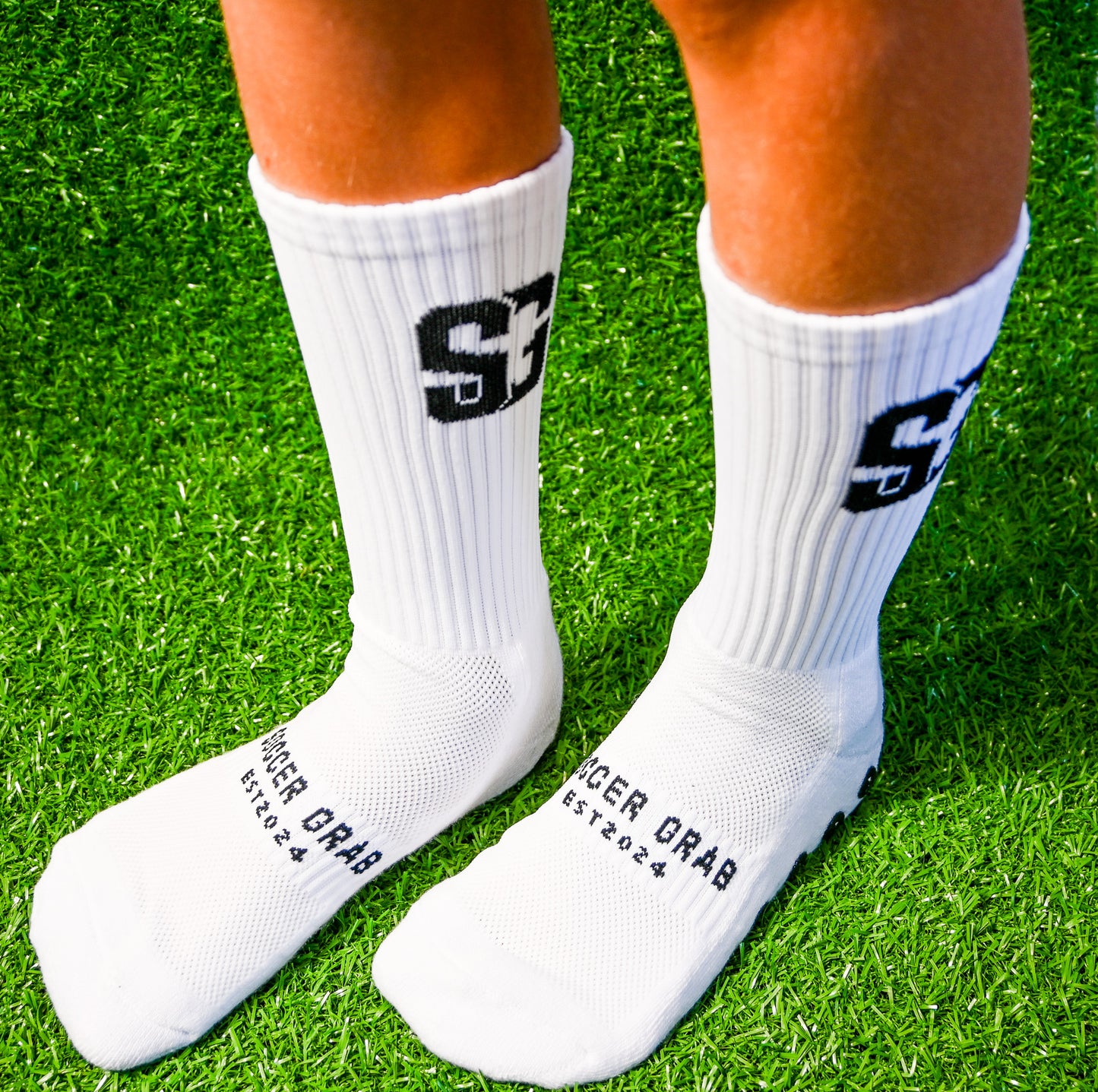 Soccer Grab Grip Socks - White